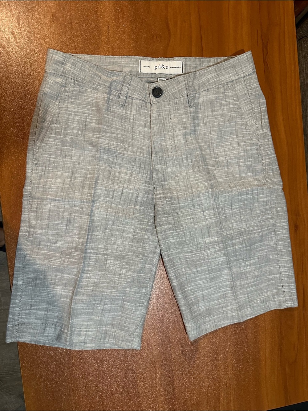 PD&C Men's Chino Shorts Size 30 Gray Textured Casual Summer Flat Front